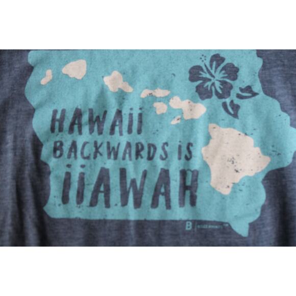 BOZZ PRINTS-Hawaii Backwards Is IIAWAH Ocean Blue T-Shirt size XXL - Picture 3 of 5